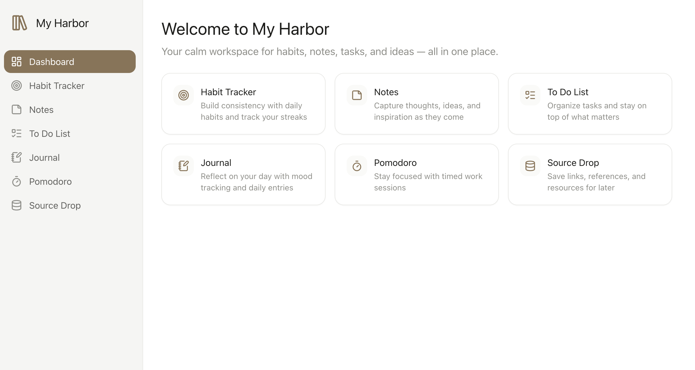 My Harbor App Dashboard